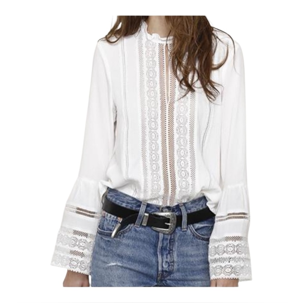 Heartloom Lila Lace Trim Bell Sleeves Romantic Feminine Bohemian Blouse